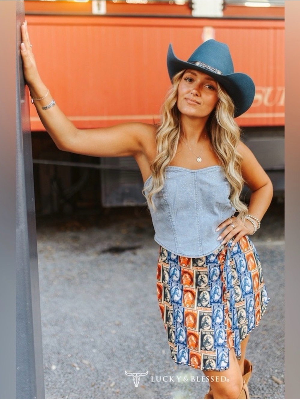 Lucky & Blessed NWT Western theme Hugh Rise Studded Belt Skirt / Skorts, Size SM - Picture 2 of 3